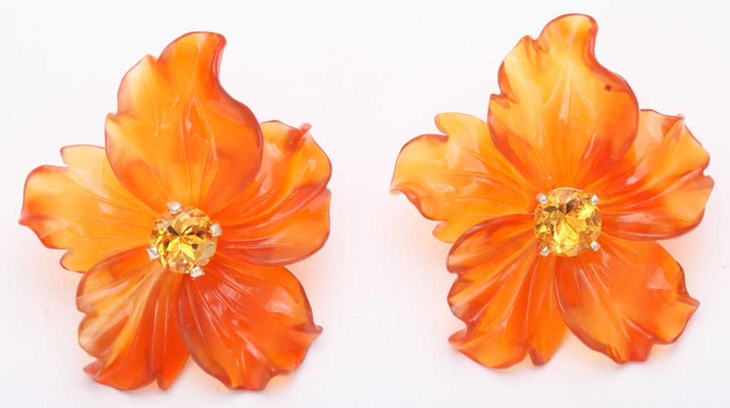 Beautifully Carved Carnelian earring jackets which can be worn with the citrine studs or any other studs that you have.