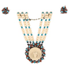 Vintage Lawrence Vrba Convertible Necklace & Ear Clip Set
