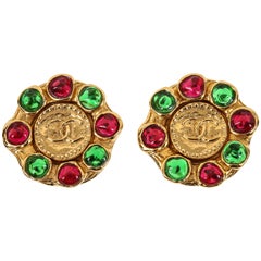 Chanel Gripoix & Gilt Metal Ear Clips 10