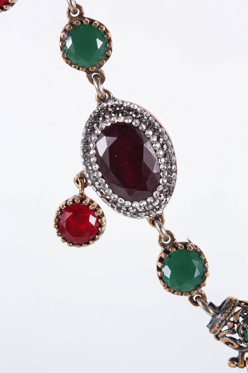 Set di collana e orecchini in sterling in stile Moghul indiano In condizioni ottime in vendita a Palm Desert, CA