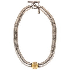 Yves Saint Laurent Silvered & Gilt Choker Necklace