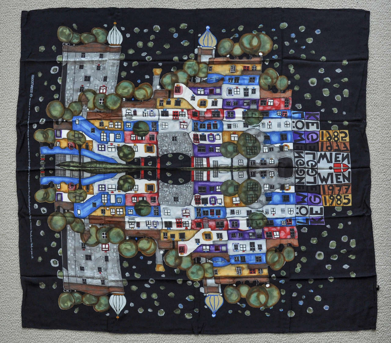 Women's 1985 Hand-Printed Silk Scarf by Hundertwasser