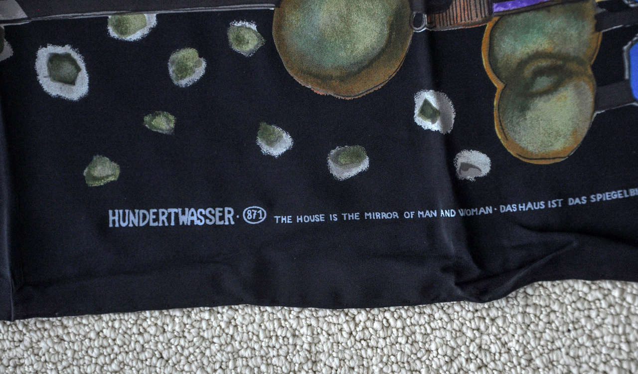 1985 Hand-Printed Silk Scarf by Hundertwasser 5