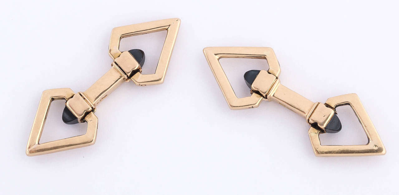 French Art Deco Sapphire Gold Cufflinks