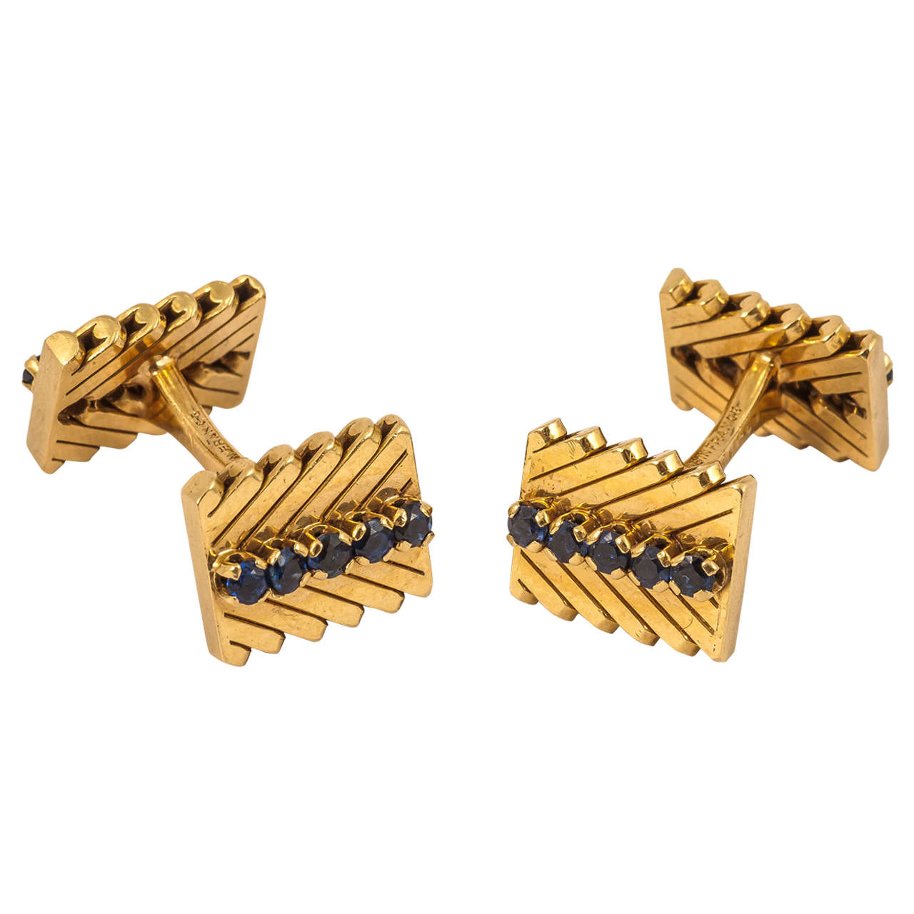 Van Cleef & Arpels Sapphire Gold Mounted Cufflinks