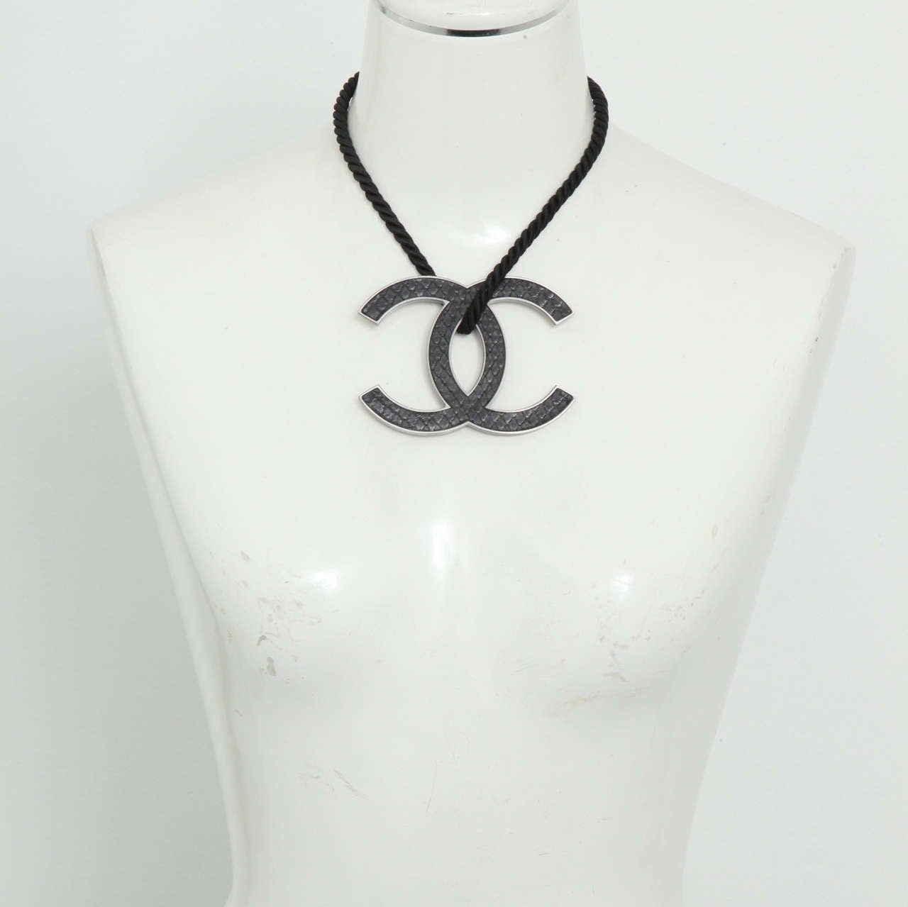 Women's or Men's Chanel Large Black CC Logo Necklace