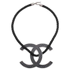 Chanel Large Black CC Logo Necklace