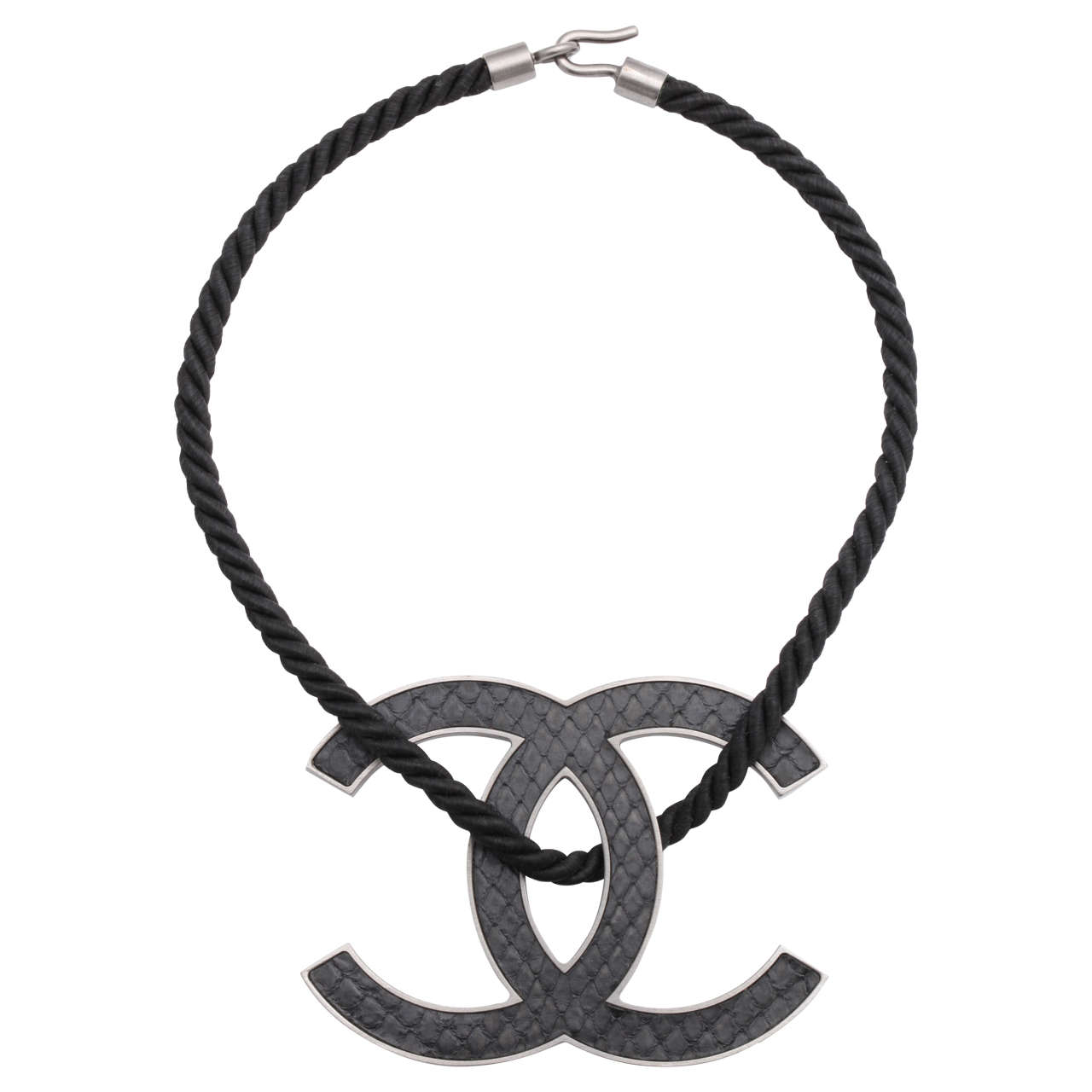Chanel Large Black CC Logo Necklace