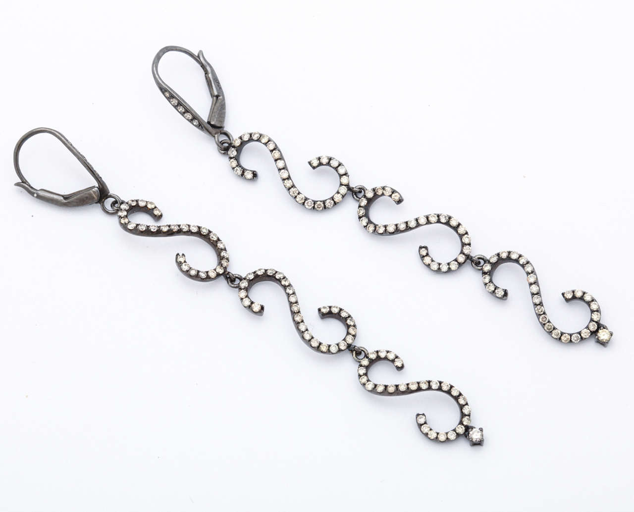 Elegant Diamond Black Gold Earrings