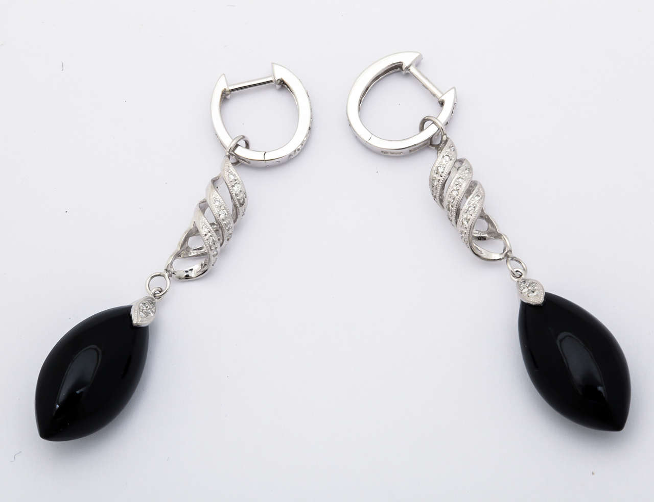 Contemporary Stunning Convertible Diamond and Black Onyx Earrings For Sale
