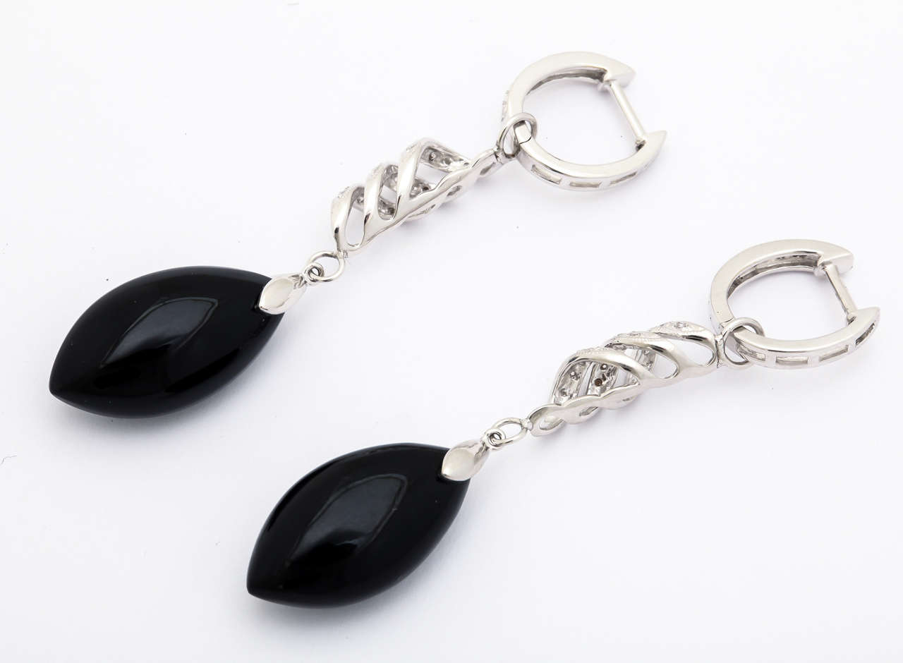 Women's Stunning Convertible Diamond and Black Onyx Earrings For Sale