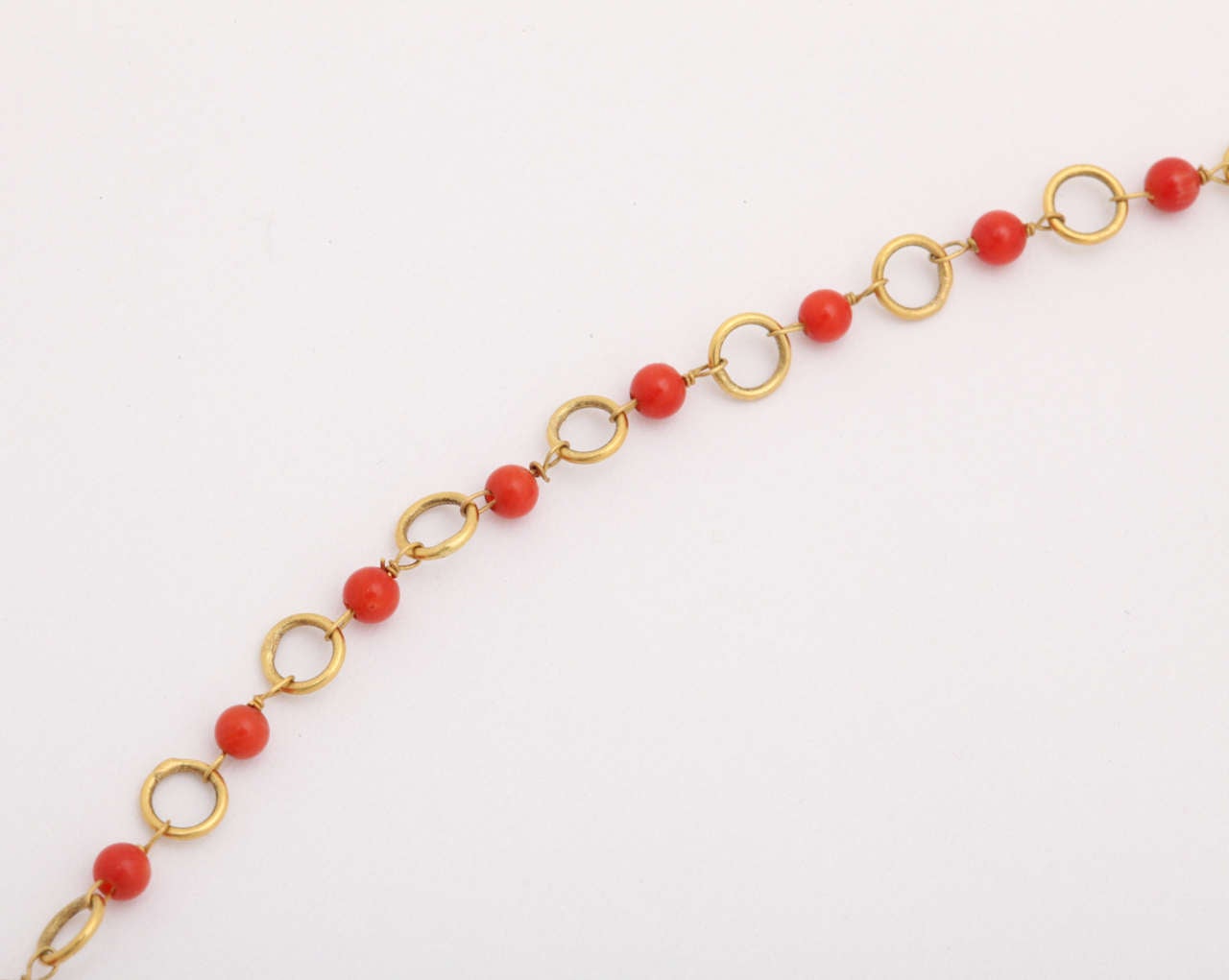 Coral and Gold Wire Necklace For Sale 1