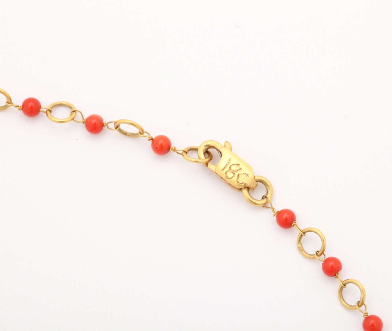 Coral and Gold Wire Necklace For Sale 3