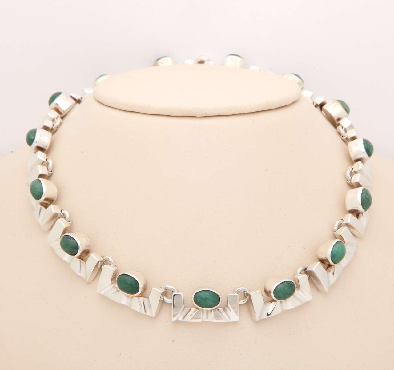 Artisan Stunning Aventurine Silver Necklace For Sale