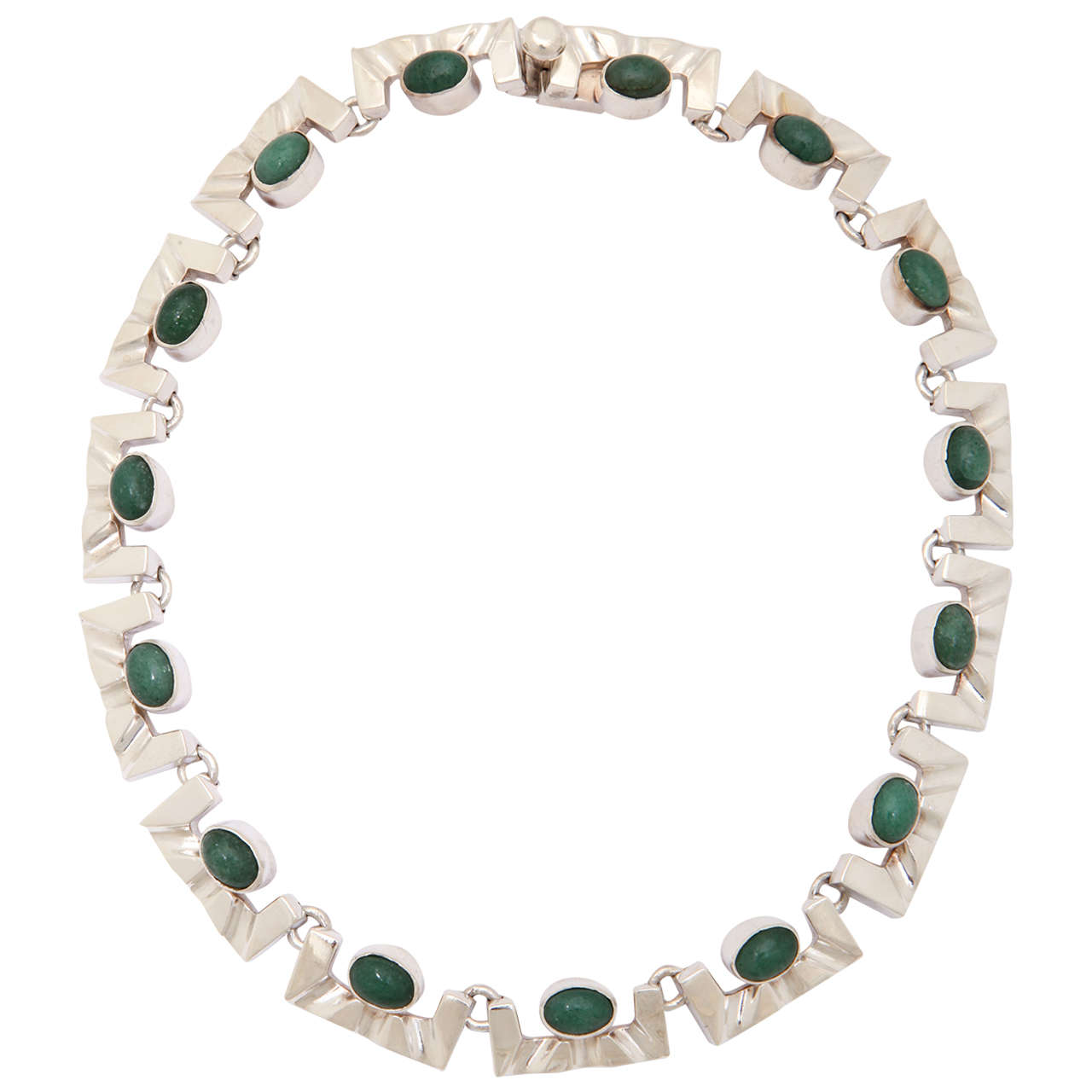 Stunning Aventurine Silver Necklace For Sale