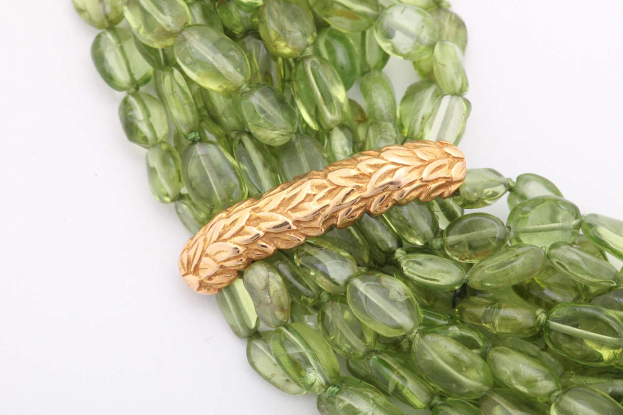 Women's Stunning Peridot Gold Multistrand Necklace For Sale