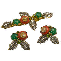 1950s Frank Hess for Miriam Haskell Floral Signed Demi Parure 12