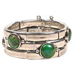 sterling & turquoise mexican bracelet & clip earrings