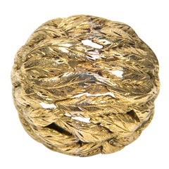 1960's Handmade Gold Leaf Design Dome Ring Presented by Carol Marks
