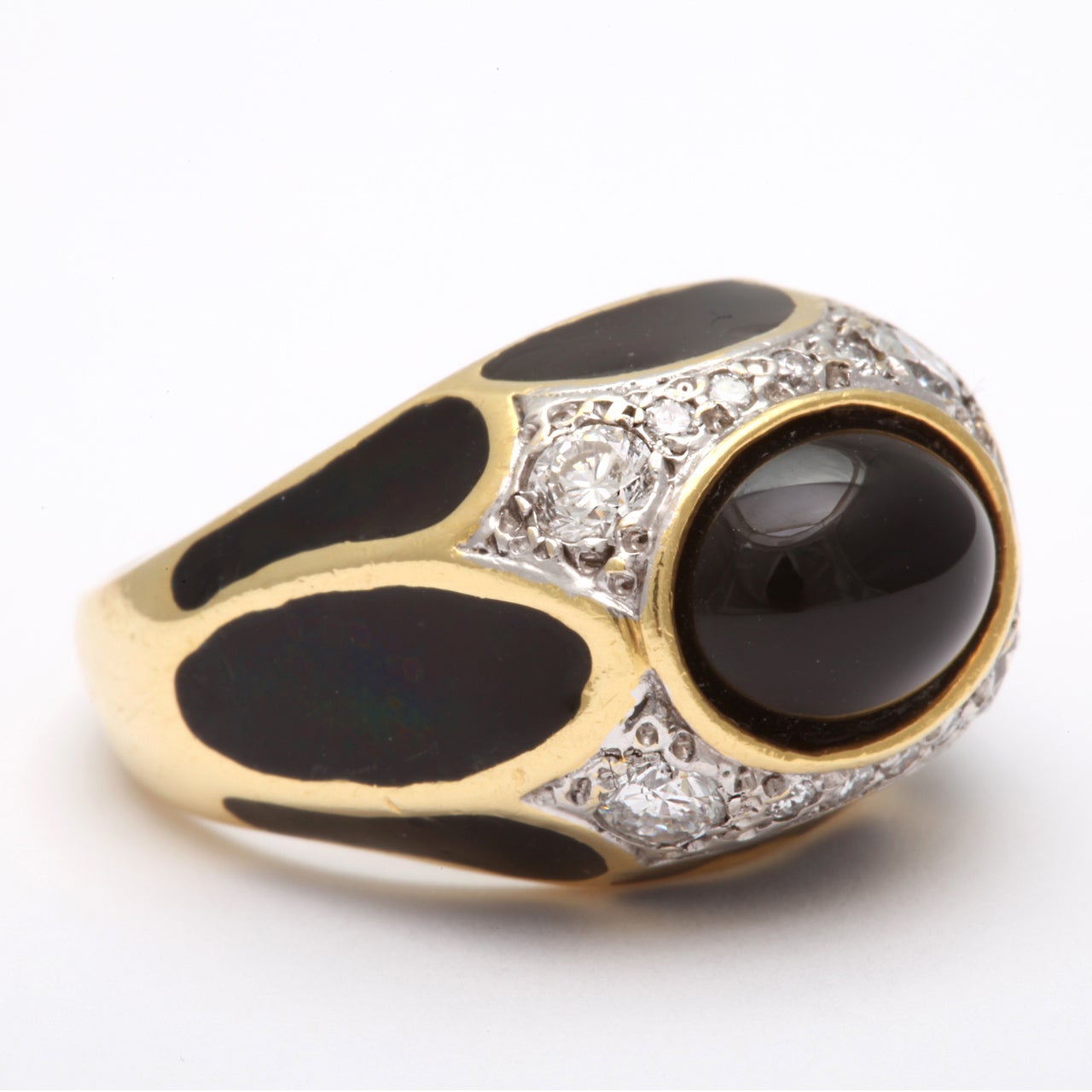 Women's Black Enamel Onyx Diamond Ring