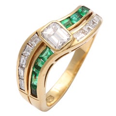 Vintage Emerald  & Diamond Band Ring