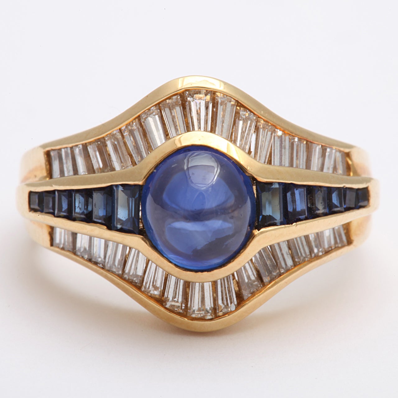 cabochon sapphire engagement ring