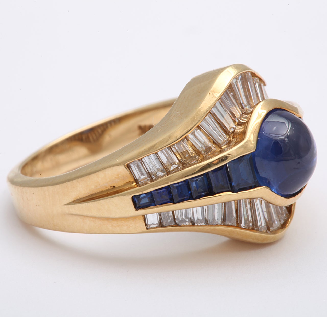cabochon sapphire and diamond ring