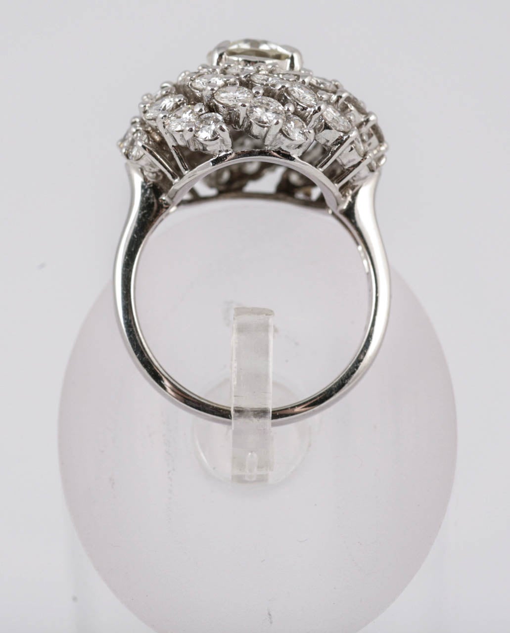 1950s Fasano Italy Diamond Platinum Cocktail Ring In Excellent Condition In London, GB