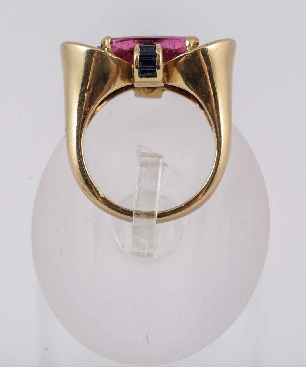 Women's 1940s Tourmaline sapphire gold Cocktail Ring For Sale