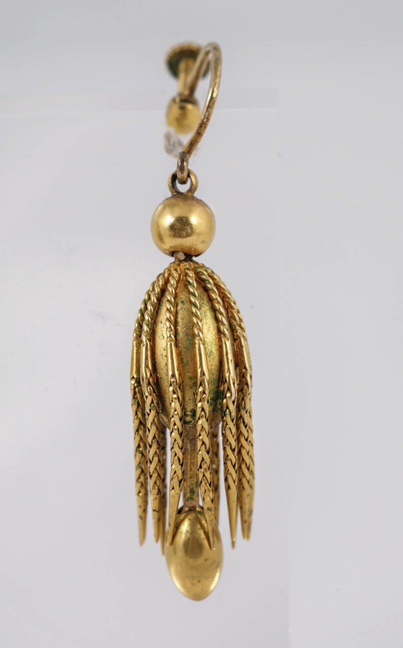 Victorian Gold Tassel Earrings For Sale 2