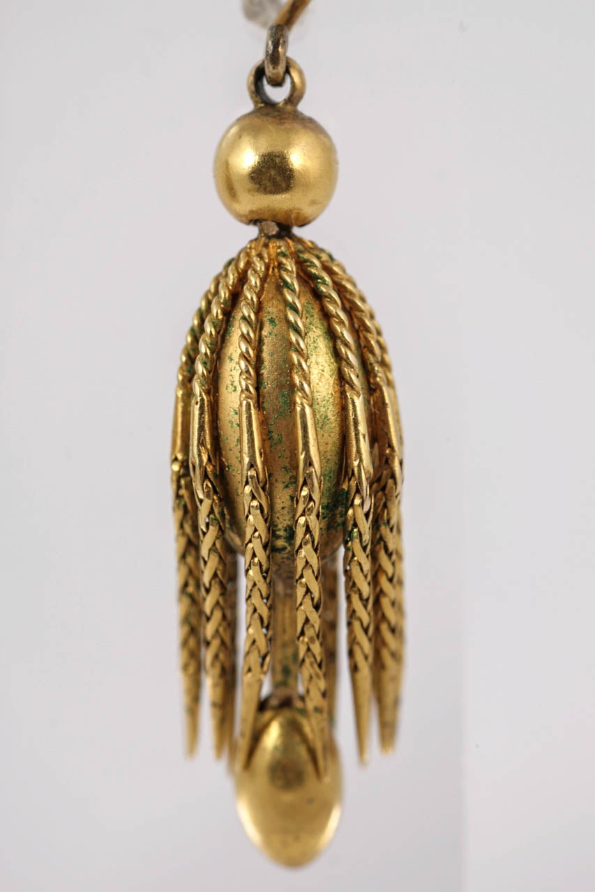Victorian Gold Tassel Earrings In Excellent Condition For Sale In London, GB