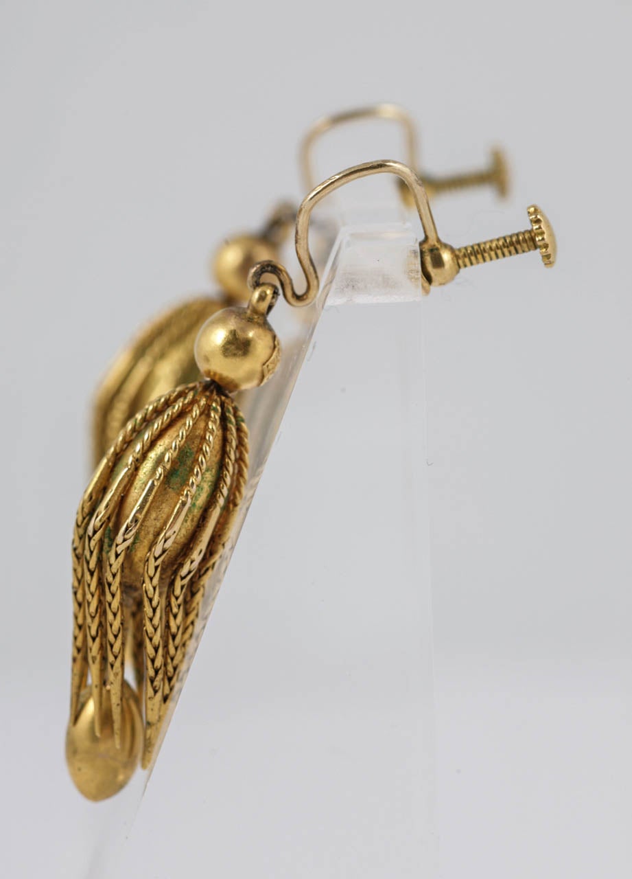 Women's Victorian Gold Tassel Earrings For Sale