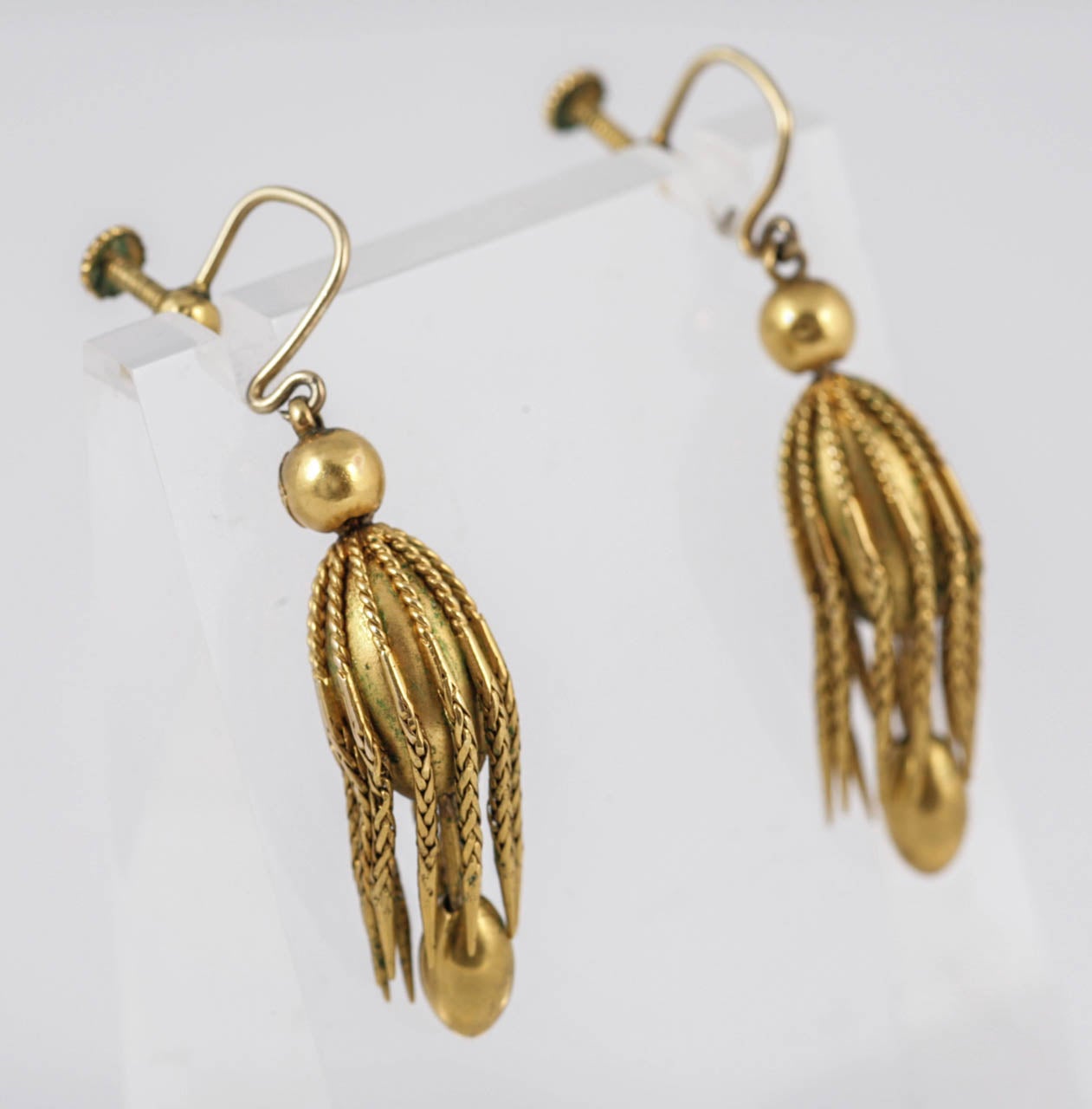 Victorian Gold Tassel Earrings For Sale 1