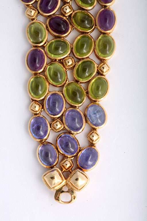 Women's Rene Boivin Multi-gem  Gold Bracelet For Sale