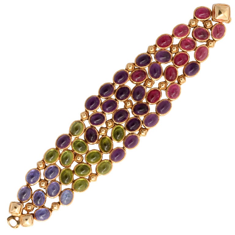 Rene Boivin Multi-gem  Gold Bracelet For Sale