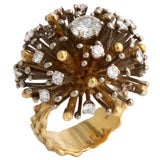 Retro David Thomas  Gold and Diamond “Sunburst” Ring