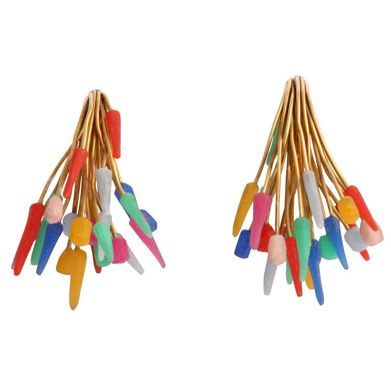 Unusual Pair of  Gold “Fireworks” Earrings For Sale