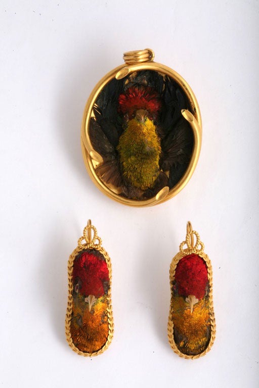 Victorian Hummingbird Earring and Pendent Set