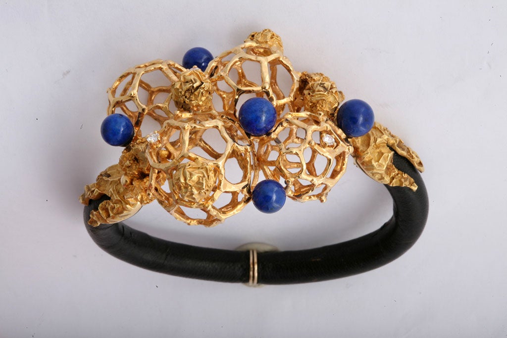 Gold, Lapis Lazuli and Diamond Bracelet