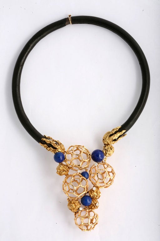 Gold, Lapis Lazuli and Diamond Necklace