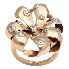 Seaman Schepps Gold and Diamond Flower Ring