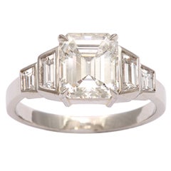 Emerald Cut Diamond Platinum Engagement Ring