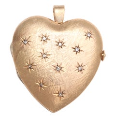 Large Gold And Diamond Heart Locket