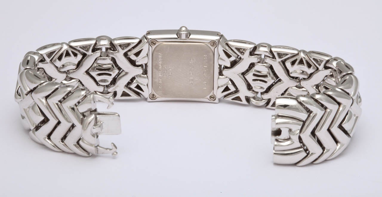 Bulgari Lady's White Gold and Diamond Bracelet Watch circa 1990s 2