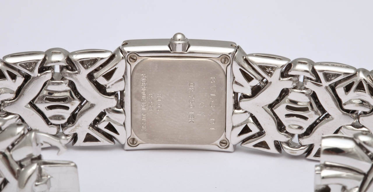 Bulgari Lady's White Gold and Diamond Bracelet Watch circa 1990s 3