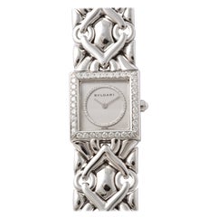 Bulgari Lady's White Gold and Diamond Bracelet Watch circa 1990s 3