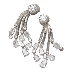 Diamond Platinum Drop Earrings