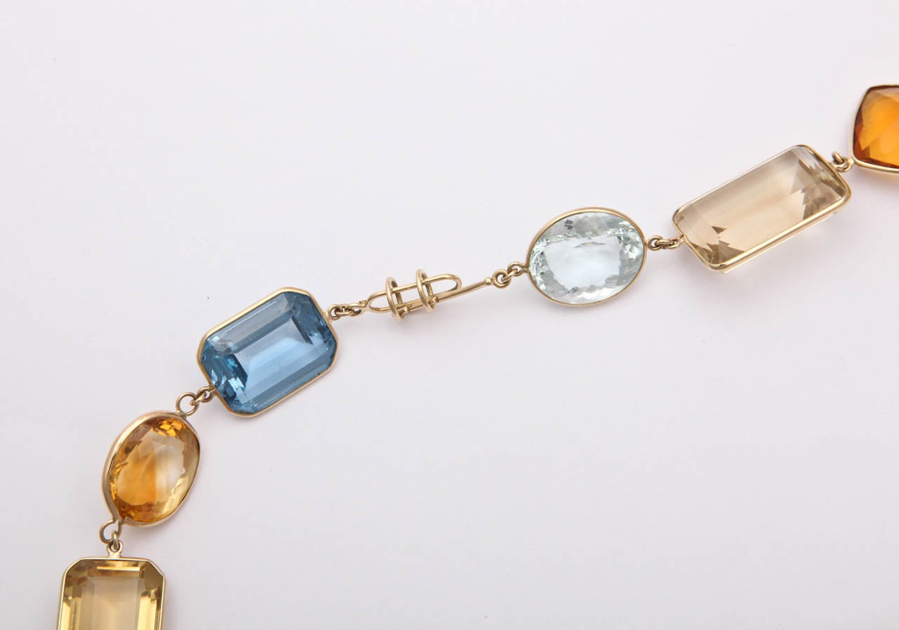 1950's Gold And Multigem Long Chain with Clasp May be Worn Doubled 3