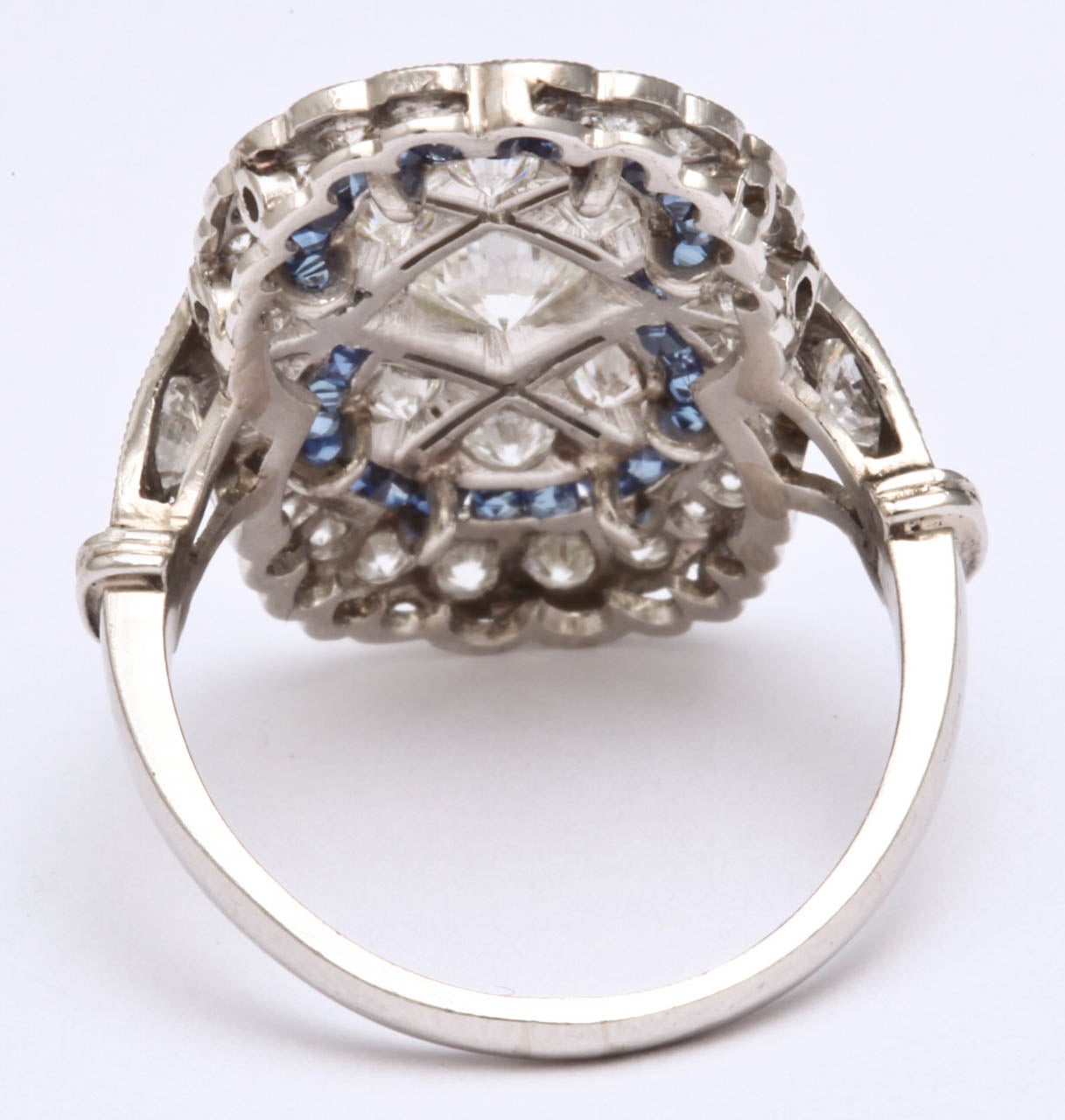 Women's Art Deco Sapphire Diamond Dinner Ring