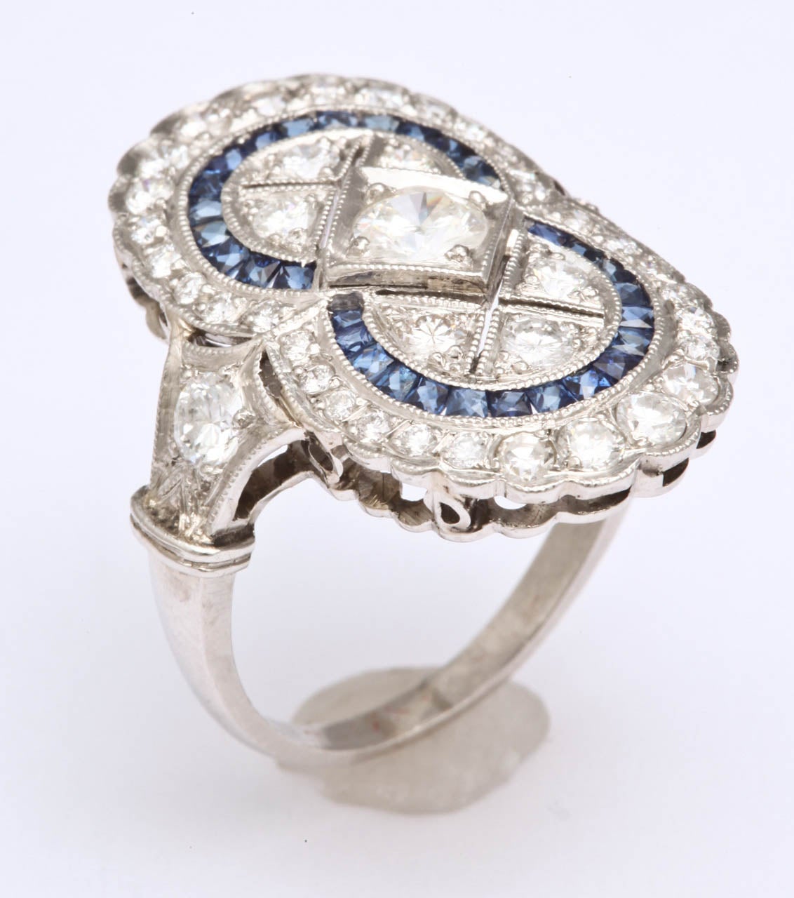 Art Deco Sapphire Diamond Dinner Ring 1